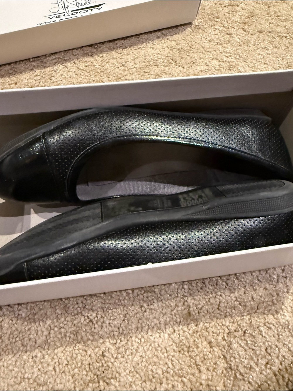 LifeStride Pattie Black Patent Cap Toe Ballet Flats Size 8 Comfort